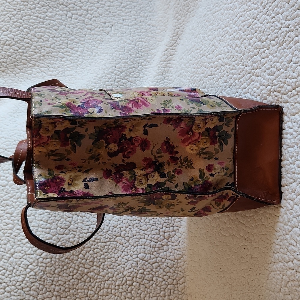Patricia Nash Rosette Floral Italian Leather Velour Lined Shoulder Tote Bag - Picture 5 of 12